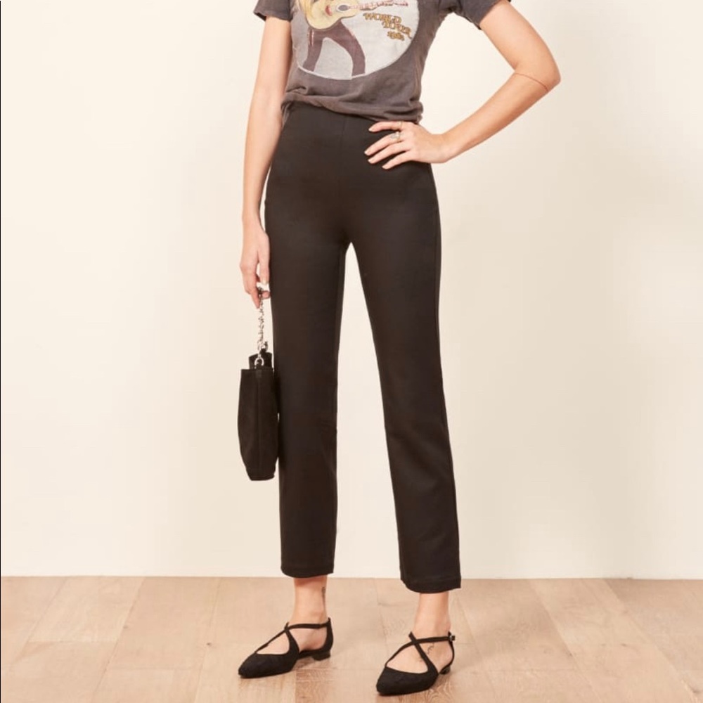 REFORMATION Black Maron Pant, Size 6, Hemmed